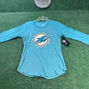 CAMISA MUJER TYREEK HILL MIAMI DOLPHINS MAJESTIC THREADS TRIPLE MEZCLA MANGA 3/4 S - Imagen 1 de 7