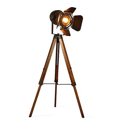 Decoluce Vintage Tripod Floor Lamp, Height Adjustable Wooden Camera Tripod Ro... - Image 1 of 4
