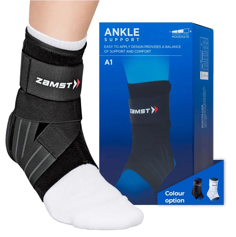 Zamst A1 Black Ankle Brace for Sports - Breathable Sports Ankle Support for M...