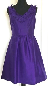 Vestido de cóctel Lula Kate escote con volantes de seda sin mangas talla 2 forrado de púrpura excelente Usado en excelente condición - Imagen 1 de 9