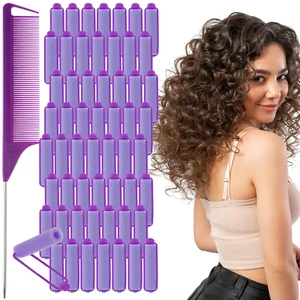 56Pcs Sponge Hair Rollers, Self Grip No Heat Foam Hair Curlers Rollers for Long - Picture 1 of 12