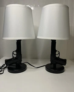 Faux M9 Gun Table Lamp Desk Lighting Lamp  Pistol Light set Of 2 - Picture 1 of 8