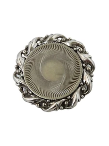 Vintage Silver Tone Star Brand Brooch w/ Engine Turned Hypnotic Design - Picture 1 of 4