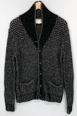 RAG & BONE Mens Neiman Marcus Black White Cardigan Wool Blend Sweater Medium - Image 1 of 4