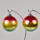 2 ampoules d'ornement de Noël vintage ombre arc-en-ciel en verre États-Unis