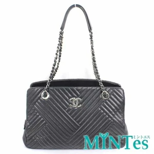 Auth Chanel V Stitch Chain Shoulder Bag Black Silver Hardware Lambskin Stylish [ - Picture 1 of 6