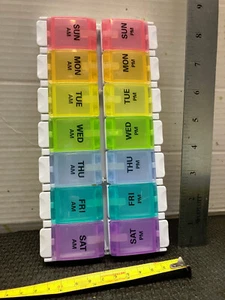 A.M. P.M. Daily Week Pill Organizer Box free shipping - Picture 1 of 6