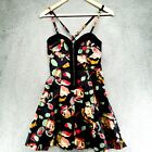 French Connection Womens 4 Spaghetti StrapMini Dress Floral Print Black