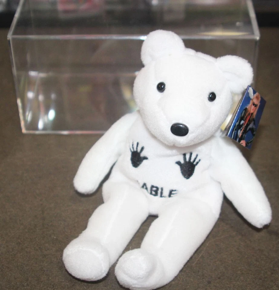 Sable Attitude Bear Plush (1998) WWF Era WWE Wrestling Beanie Baby White 9”