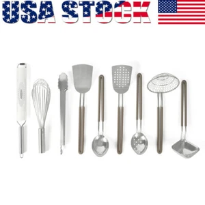 9-Piece Stainless Steel Prep & Serve Kitchen Gadget Tool Set Dishwasher Safe - Picture 1 of 8