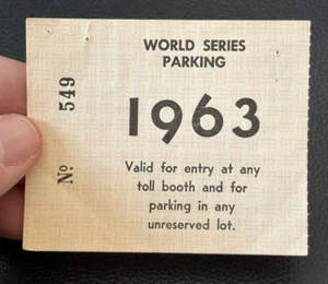 Vintage 1963 World Series Baseball Parking Pass Ticket Dodger Stadium vs Yankees - Picture 1 of 2