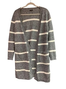 Talbots Women's Navy Striped Marled Duster Long Open Cardigan Size SP Petite - Picture 1 of 10