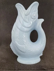 WADE Light Blue GLUGGLE JUG 8.5" Gurgling Fish Pitcher STOKE ON TRENT England - Picture 1 of 7