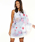 Ted Baker Chelsea Grey Floral Asymmetric Draped Wedding Party Dress Size 10 12