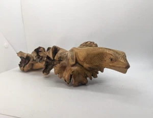 "Estatuilla vintage tallada de madera lagarto burl escultura hecha a mano de 14" - Imagen 1 de 11