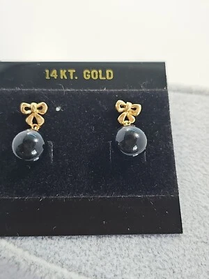 Pendientes de coral negro 14kt 9 mm Foto 1 de 4