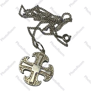 vintage Sterling silver 925 Canterbury Cross Pendant Necklace - Picture 1 of 6