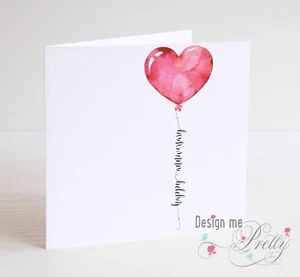 ANNIVERSARY LOVE HEART BALLOON Card Husband Wife Girlfriend Boyfriend - Picture 1 of 1