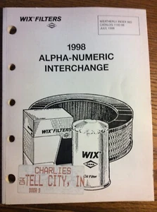 Intake Wix Filters 1998 Alpha-Numeric Interchange 1102-98 Weatherly 660 - Picture 1 of 3