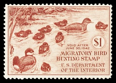 Scott RW8 1941 $1.00 Duck Stamp Mint F-VF OG LH Cat $95 - Image 1 of 2