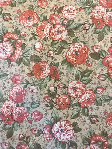 1.9 YARDS VTG JOAN KESSLER CONCORD PINK & White FLOWERS 44" WIDE COTTON OOP READ - Picture 1 of 3