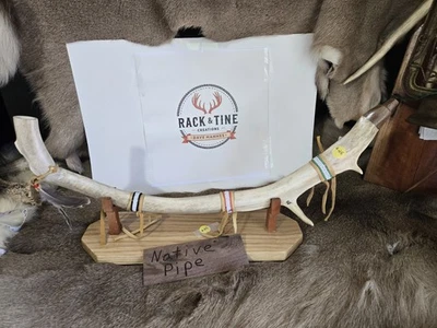 BEAUTIFUL 21" NATIVE AMERICAN STYLE HANDMADE CARIBOU ANTLER HORN PIPE FUNCTIONAL - Image 1 of 4