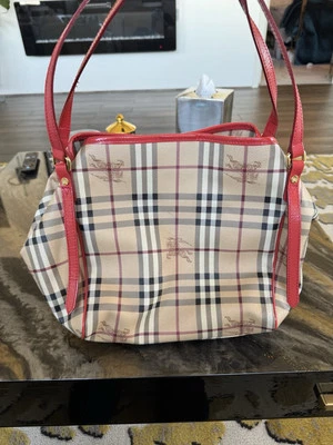 BURBERRY Haymarket Canterbury Tote w/pouch bag  AUTHENTIC  EUC - Image 1 of 4