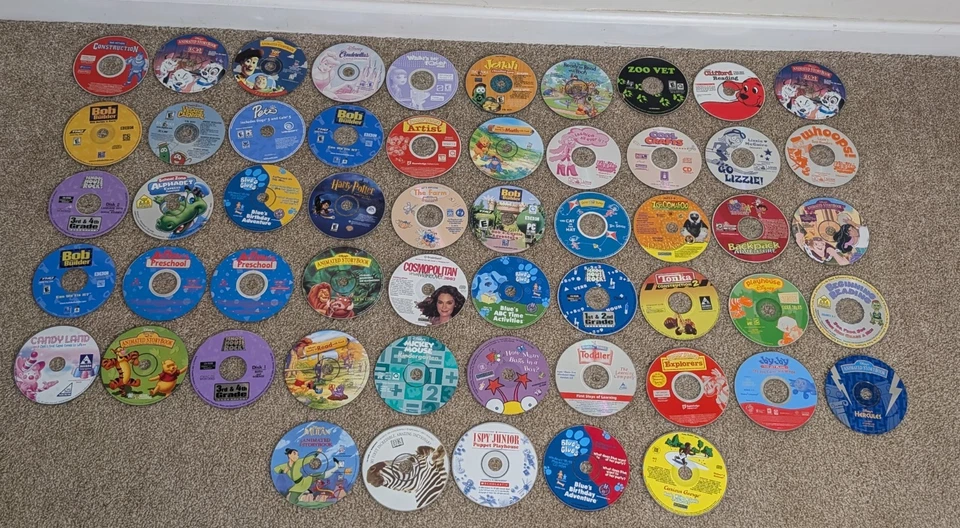 Lote de 55 Juegos Educativos Niños Windows PC Disney Nickeloden CD-ROM De Colección Años 90 Foto 1 de 4