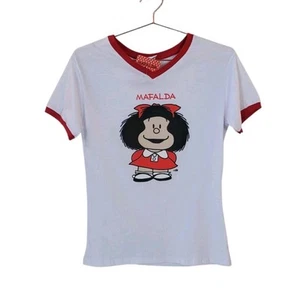 New Quino Mafalda XL Short Sleeve Ringer V-Neck T Shirt - Picture 1 of 10