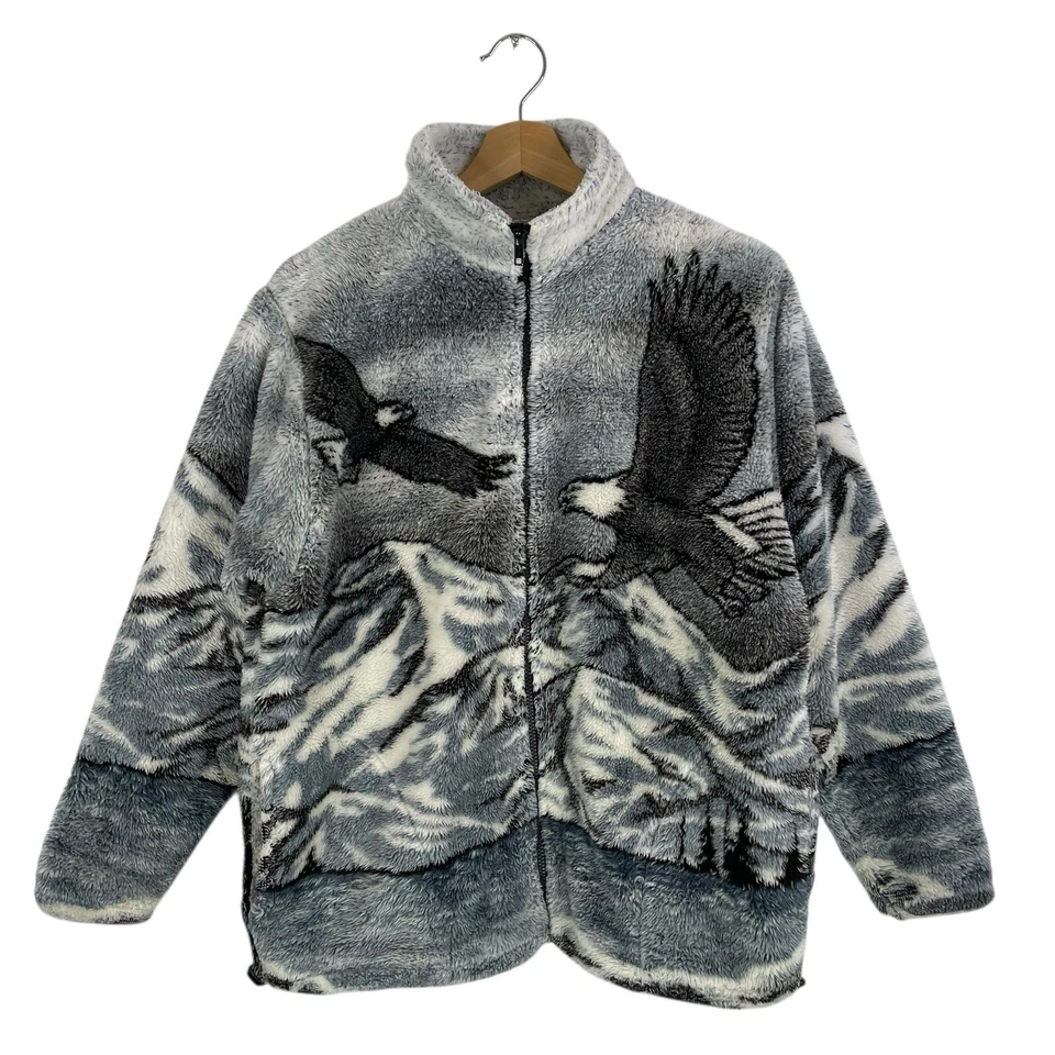 Jaqueta de lã vintage preta montanha pilha profunda águia AOP natureza feita nos EUA tamanho G - Imagem 1 de 1