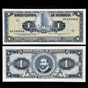 UNC 1968 Nicaragua Banknote $1 Un Cordoba Paper Money World Currency Scarce Rare - Picture 1 of 1