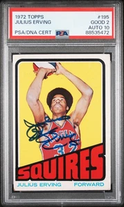 1972 Topps Julius Erving #195 PSA 2 Auto 10 - Picture 1 of 2