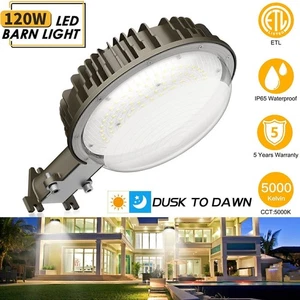 ETL 120W LED Barn Light Dusk Dawn with Photocell Outdoor Security Yard Lighting - Picture 1 of 12
