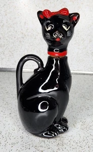 Botella Shafford Japón Redware Gato Negro Arco Rojo Sake Cruet De Colección Difícil de Encontrar Rara - Imagen 1 de 12