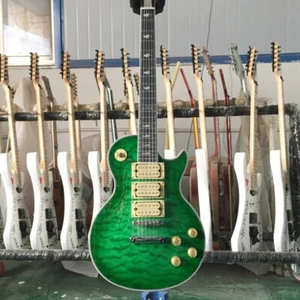 Green Flamed Maple Top LP Electric Guitar Solid HPL Fretboard Open 3H Pickups - Bild 1 von 9