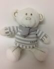 NEXT White Bear Baby Comforter Plush Soft Toy Grey Striped Jumper & Scarf 0+ yrs