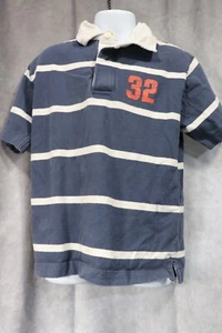 Old Navy Boy's Blue White Striped Polo Short Sleeve Top #32 Size 4 - Picture 1 of 3