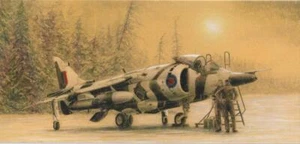 Tarjeta de Navidad BAe Harrier Jump Jet 1 Escuadrón RAF Avión de Combate - Imagen 1 de 1