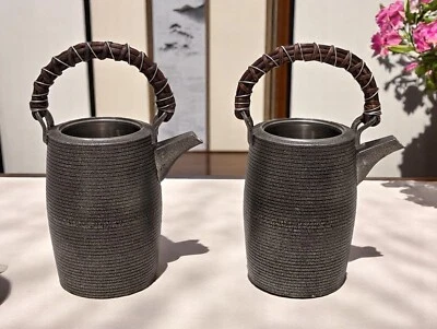 Винтажная японская ваза для рукоделия горшки графин металлоконструкции лоза ручка - набор из 2 - Изображение 1 из 4