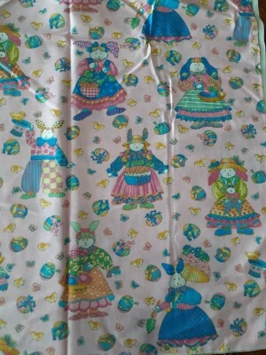 Vtg Kesslers Easter Fabric, Pink With bunny Chicks, Eggs, 26" x 44" - Image 1 of 4
