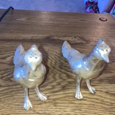 Vintage Metal Silver Tone Pheasant Birds Salt & Pepper Shakers  S.F. 101