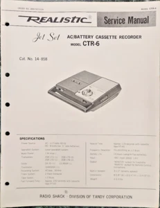 Realistic/Radio Shack Model 14-858 - CTR-6 Cassette Tape Deck Service Manual - Picture 1 of 1