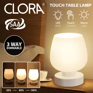 CLORA Touch Bedside Table Lamp Bedroom Living Room Nightstand Desk lamp Dimmable - Picture 1 of 8