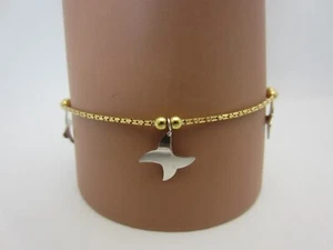 18k Yellow and White Gold X Dangle Bracelet 7.25 inches - Picture 1 of 10