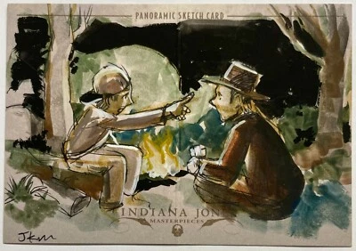 1/1 PANORAMIC sketch INDY & SHORTY POKER 2008 Topps INDIANA JONES MASTERPIECES - Image 1 of 2