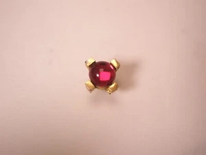 Round Red Cabochon Gold Tone Quality Vintage TINY SMALL Tie Tack Lapel Pin q35 - Picture 1 of 6