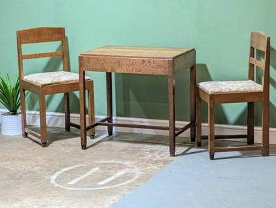 Vintage Danish Oak Table And Chairs 1950s Dutch Kitchen Breakfast Bar Coffee - Image 1 of 4