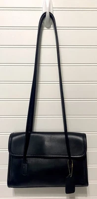 Coach Vintage Laurie Black Leather Small Double Strap Flap Shoulder Bag 9032 - Image 1 of 4