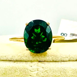 Anello solitario Luxoro oro giallo 10 kt cromato diopside ?3,7 ctw grado AAA misura 10 - Foto 1 di 16