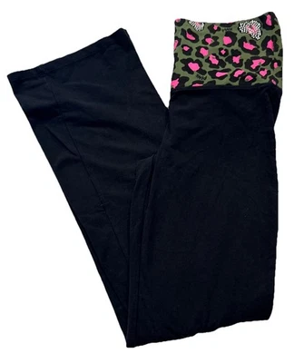 RARE Victoria’s Secret PINK Y2K  Leopard Bling Fold-over Yoga Flare Pants Size M - Image 1 of 4